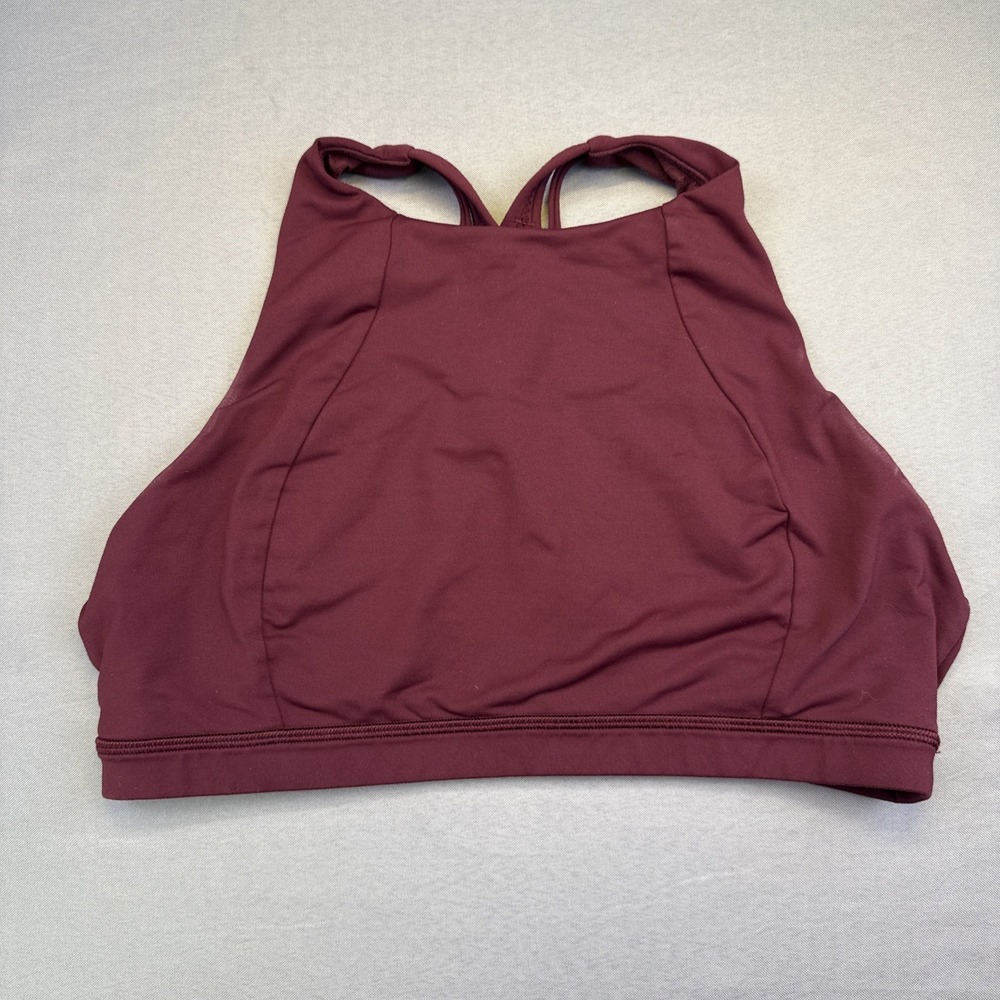 Lululemon Free To Be Wild High Neck Sports Bra Womens Size 10 Burgundy Maroon